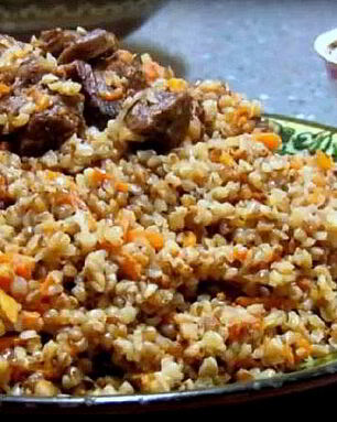Гречка с мясом в казане