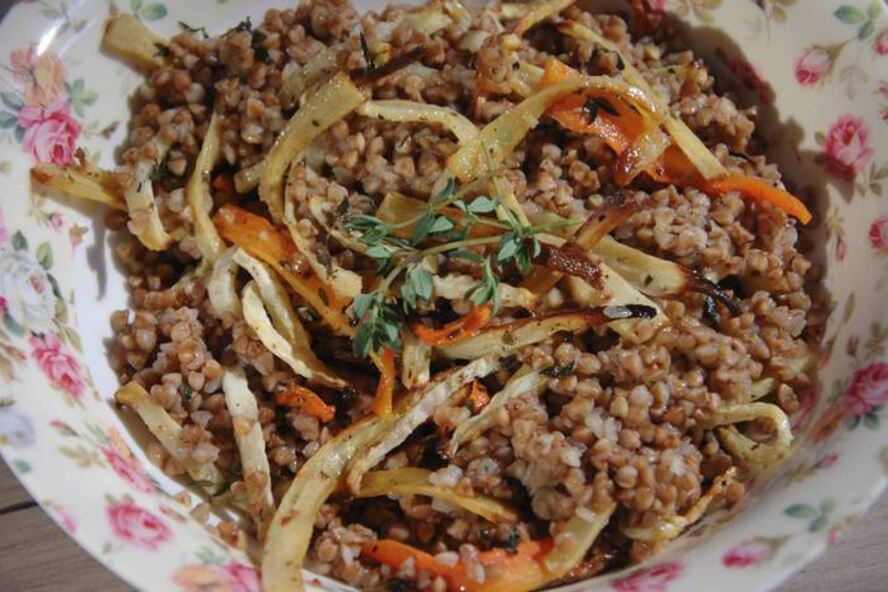 Рецепт гречневой каши с запеченными овощами