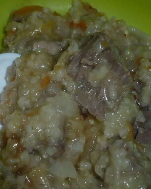 Ячневая каша на бараньей рульке