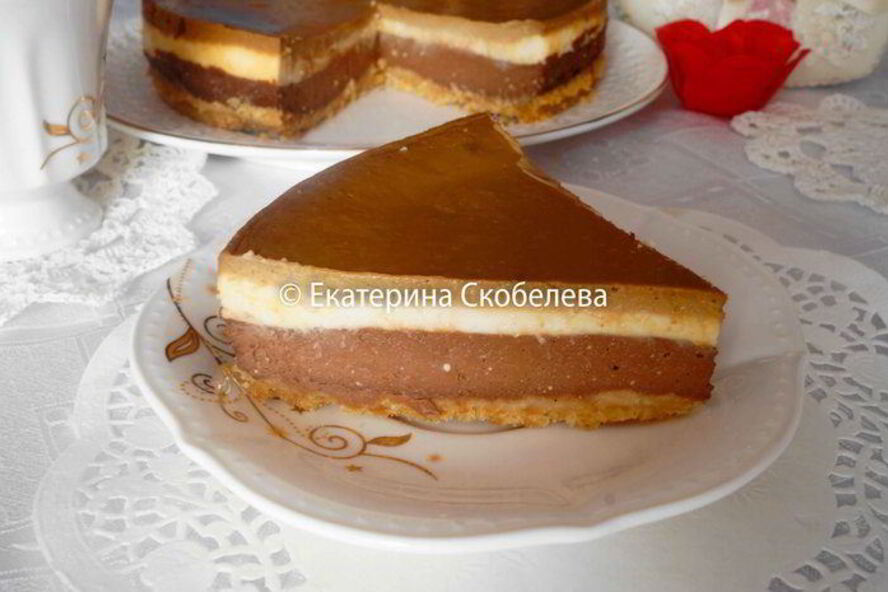 Рецепт трехслойного кофейно-шоколадного чизкейк