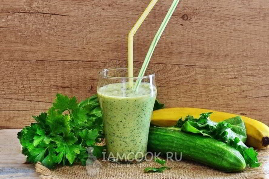 Рецепт зеленого коктейля на греческом йогурте