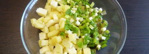 картофельный салат с копченой рыбой. Шаг 4