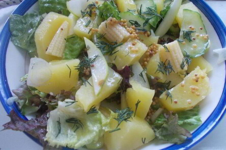 Рецепт картофельного салата с кукурузой