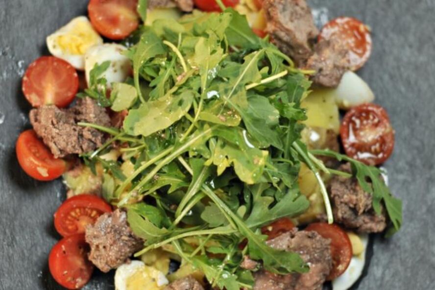 Рецепт картофельного салата с печенью трески