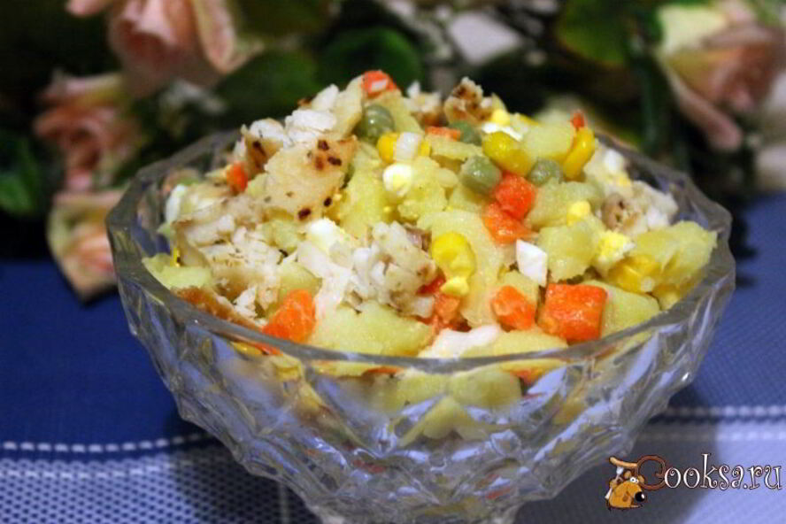 Рецепт картофельного салата с жареной тилапией