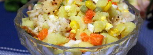 картофельный салат с жареной тилапией. Шаг 7