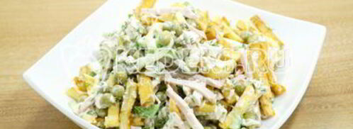 салат с картофелем фри новогодние мотивы. Шаг 8