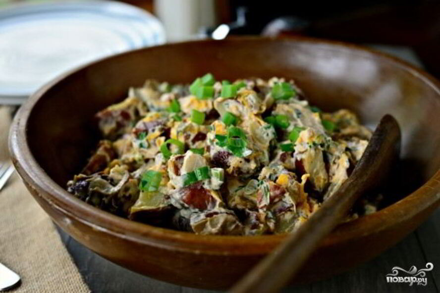 Рецепт салата с запеченным картофелем