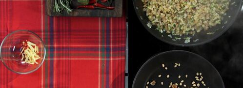 теплый картофельный салат с орехами. Шаг 3