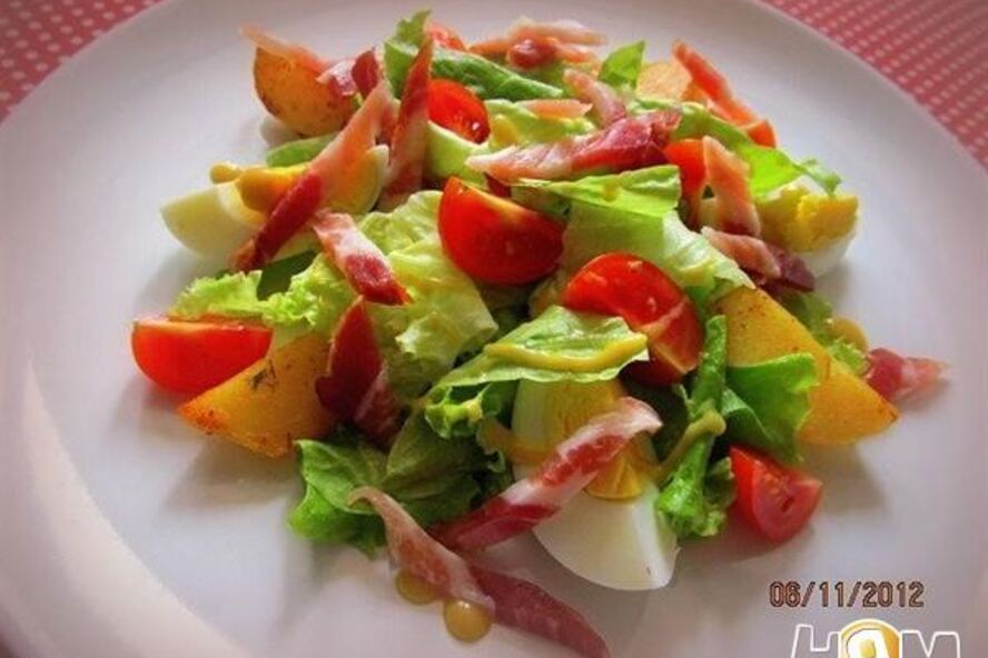 Рецепт теплого салата с картофелем поздний завтрак