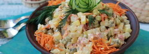 оливье с колбасой и корейской морковью. Шаг 8