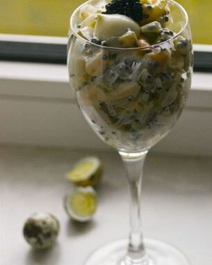 Оливье с рябчиками и икрой