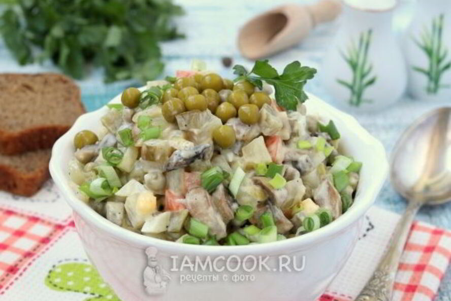 Рецепт оливье с шампиньонами