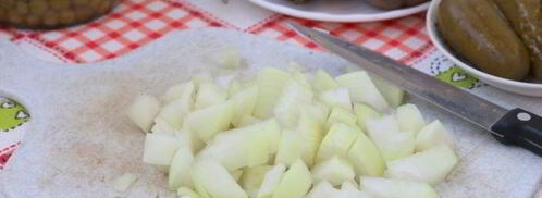 оливье с шампиньонами. Шаг 4