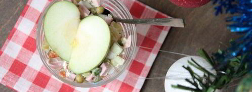 оливье с зеленым яблоком. Шаг 5