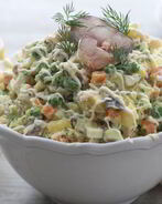 Оливье со скумбрией горячего копчения