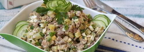 салат оливье с говядиной и свежими огурцами. Шаг 10