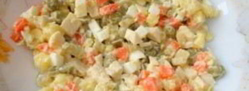 салат оливье с кальмарами. Шаг 5