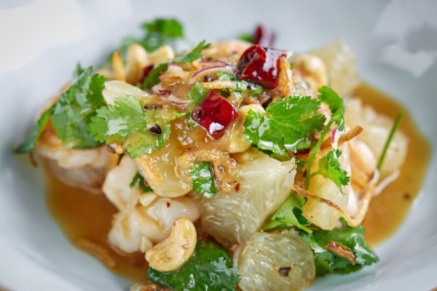 Рецепт помела салат с орехами кешью и креветками