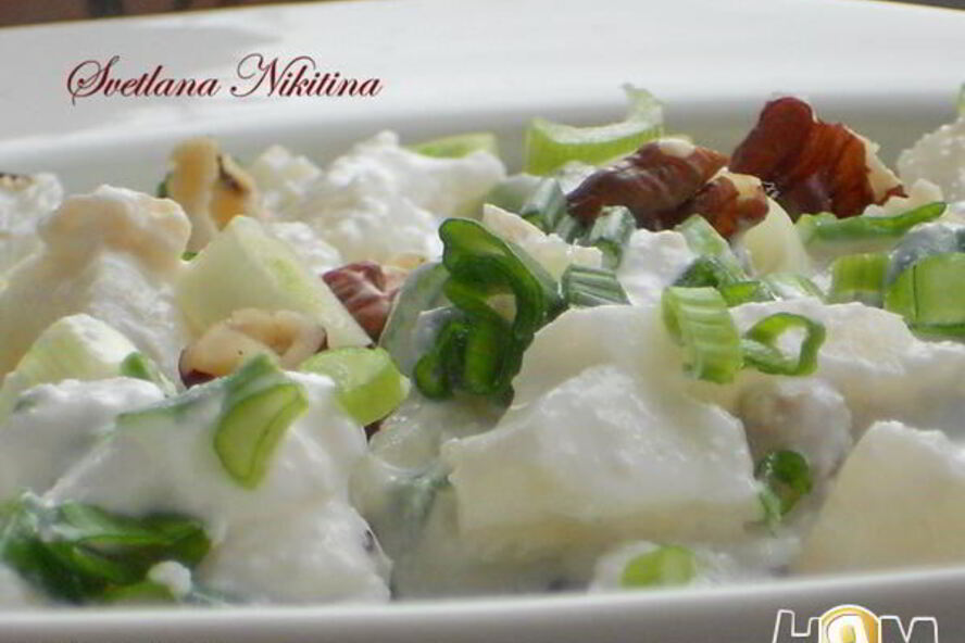 Рецепт салата из цветной капусты с творогом