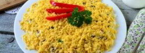 салат мимоза классический слоеный. Шаг 8