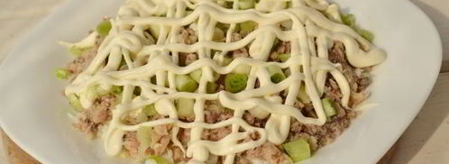 салат мимоза с сардиной. Шаг 8