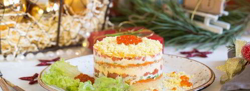 салат мимоза с семгой. Шаг 8