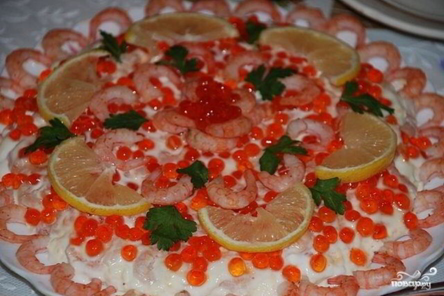 Рецепт креветок под шубой