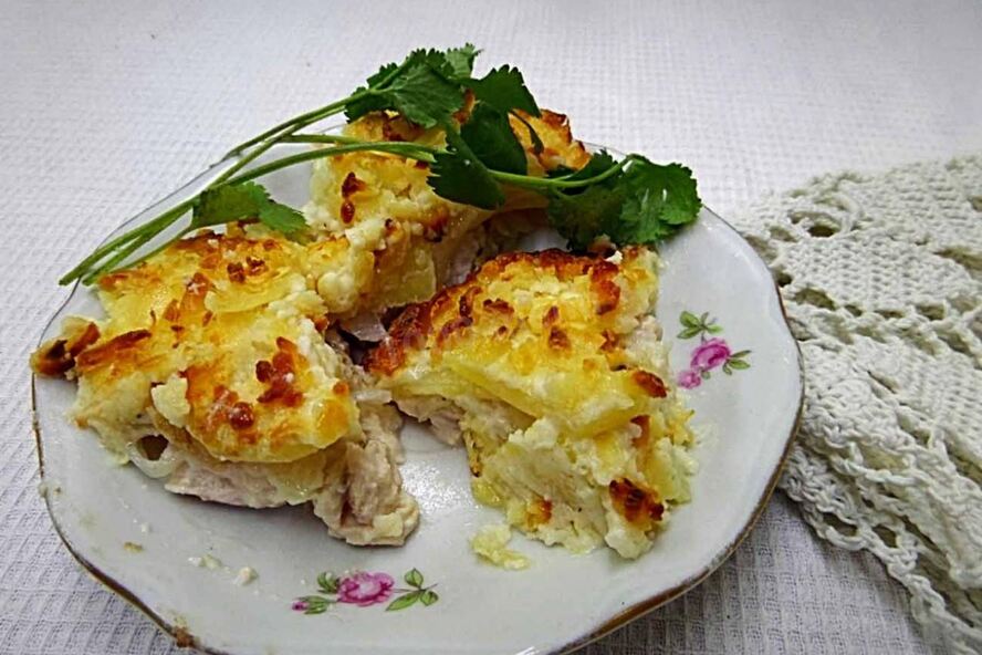 Рецепт куриного мяса под шубой в духовке