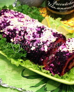 Салат-рулет Селедка под шубой