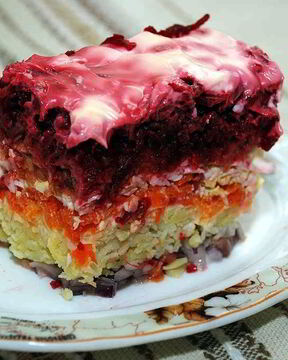 Сельдь под шубой классический слоями