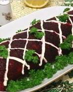 Селедка под шубой в виде рулета