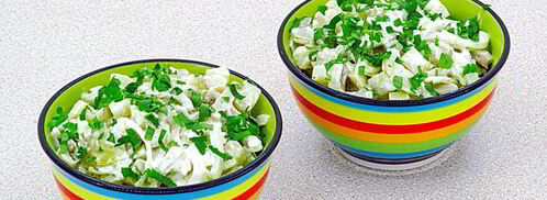 салат с кальмарами и солеными грибами. Шаг 10