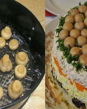 Салат с курицей и грибами