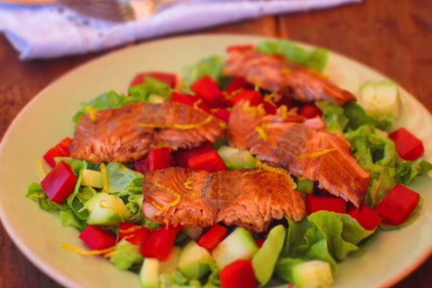 Рецепт салата с семгой и сладким перцем