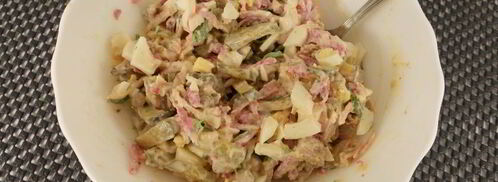 салат удовольствие из красной редьки и мяса. Шаг 4