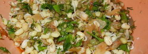 тергум-ча — салат из пророщенного маша. Шаг 5