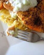 Лосось по-гречески с соусом цацики