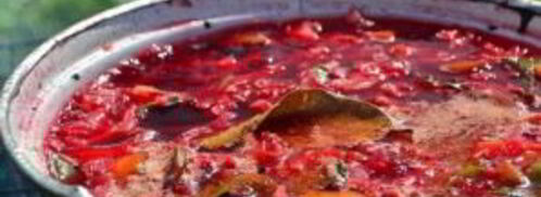 борщ в казане на костре. Шаг 7