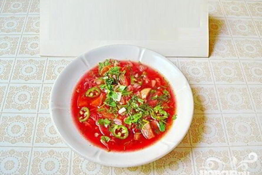 Рецепт летнего борща с кабачками