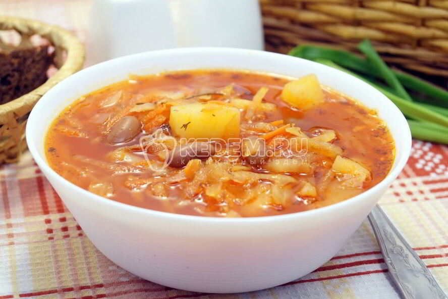 Рецепт постного борща с фасолью