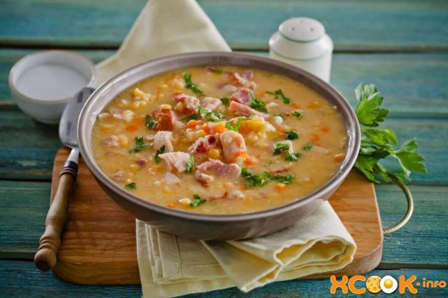 Рецепт горохового супа с копченой курицей в мультиварке