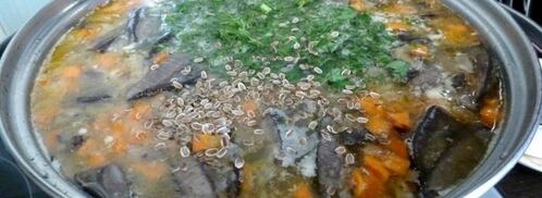 гороховый суп с копченостями и лесными грибами. Шаг 6