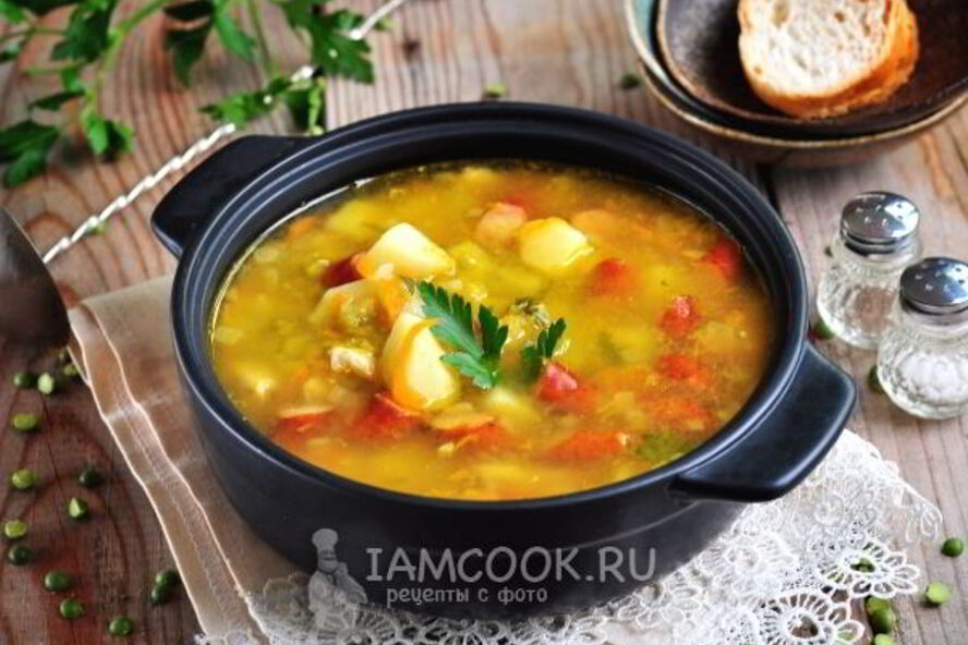 Рецепт горохового супа с охотничьими колбасками