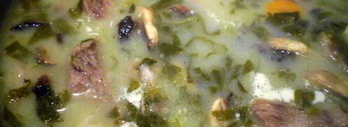 грибной суп с щавлем и шпинатом. Шаг 6