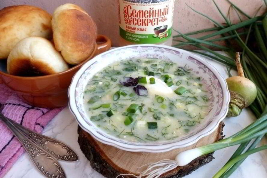 Рецепт летней окрошки с репой и пирожками с мясом