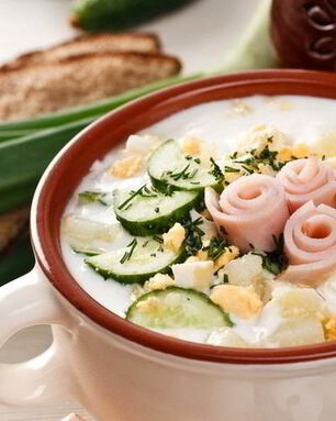 Летняя окрошка с ветчиной