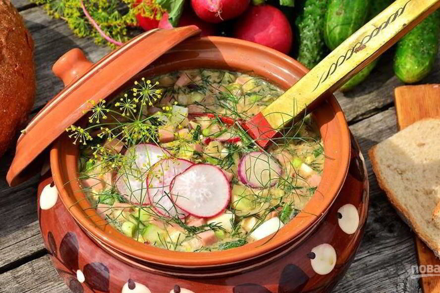 Рецепт окрошки классической с колбасой на квасе