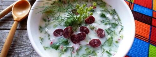 окрошка на айране с охотничьими колбасками. Шаг 3