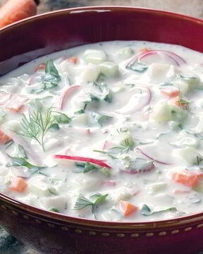 Окрошка на кефире овощная